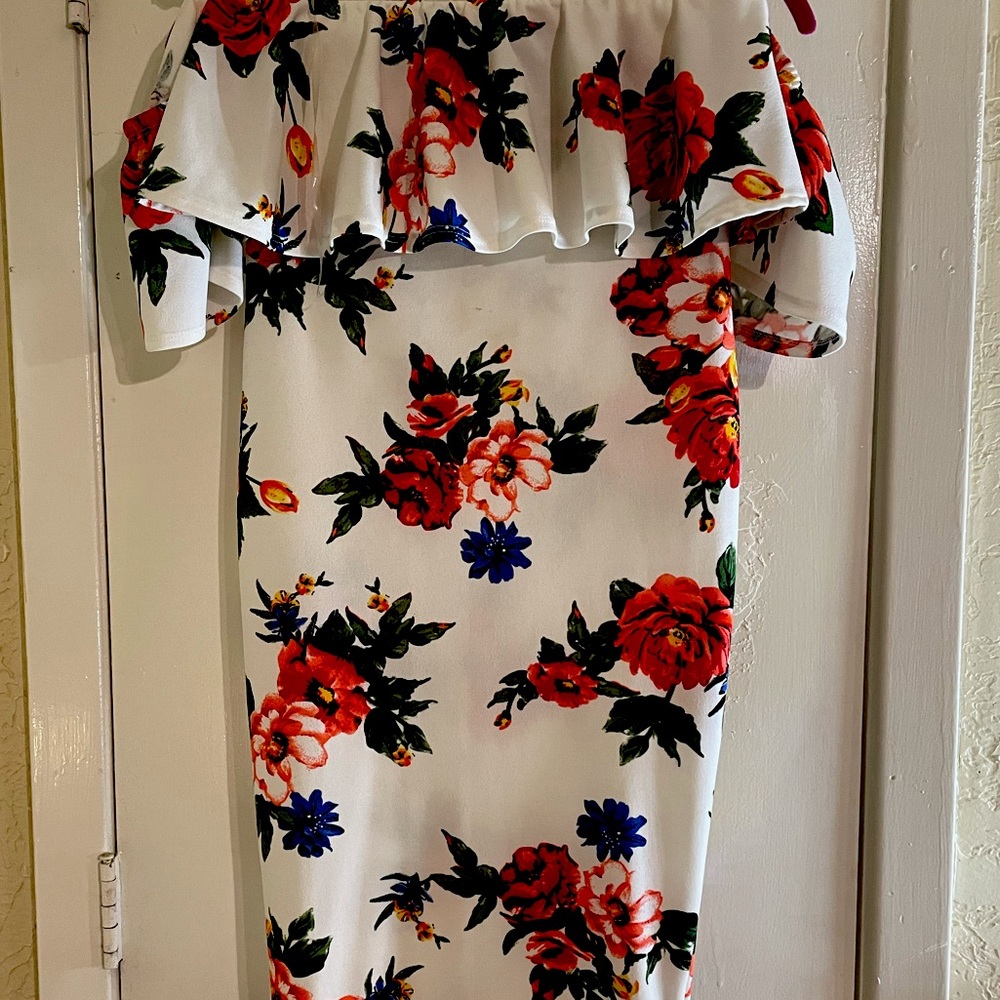 Tropical off the shoulder dress